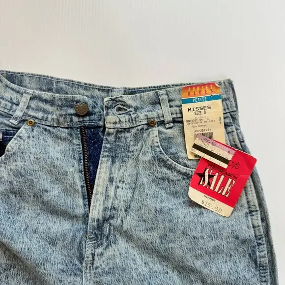 VTG 80s NWT High Rise Acid Wash Jeans Women's 8 Petite Americana USA Deadstock - Picture 9 of 15